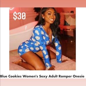 Blue cookie onesie.